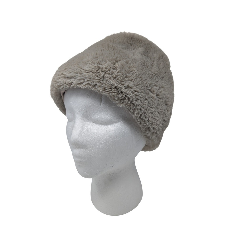 Clyde‎ Faux Fur Toque Hat Taupe Grey Winter Cozy Chic Luxury Y2K NYC Streetwear
